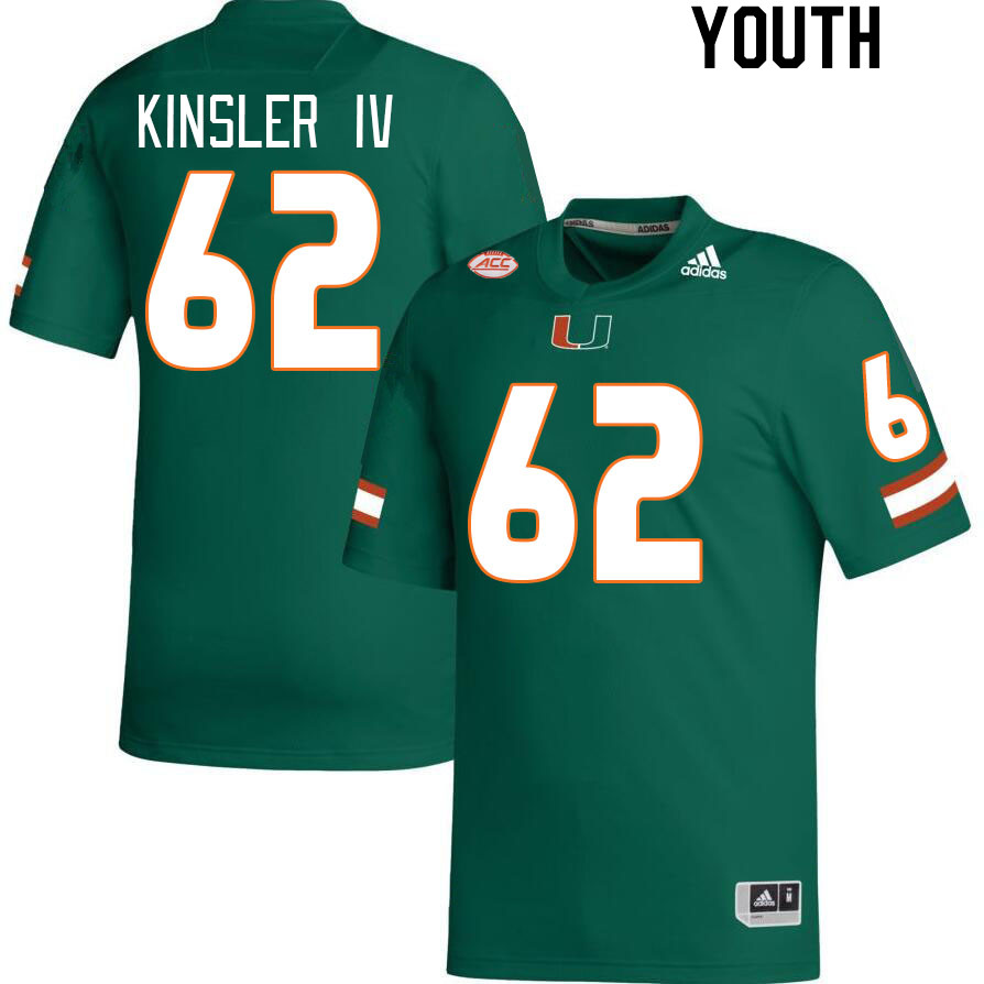 Youth #62 Tommy Kinsler IV Miami Hurricanes College Football Jerseys Stitched Sale-Green - Click Image to Close